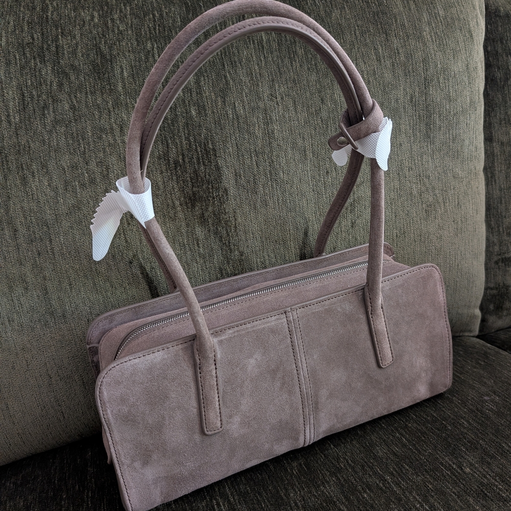 Quince East West Suede Taupe Shoulder Bag - Women Bags